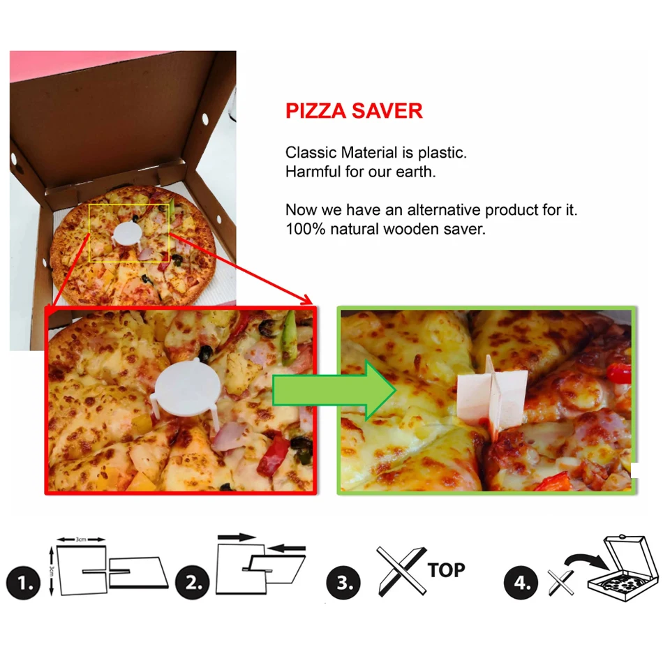 Factory Customization Size Degradable Wood Pizza Table Box Saver Stands Tripod Stack For Home Restaurant
