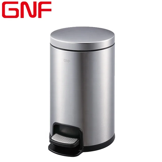 Круглая металлическая Педальная мусорная корзина GNF 5 л sus 430, мусорная корзина в скандинавском стиле, мусорная корзина из нержавеющей стали для отеля и комнаты