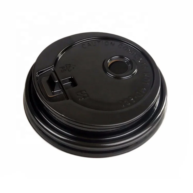 Disposable Double Hole Flat Lid Black  Coffee Lids  Food Grade Plastic PP Material For Bubble Tea Cups