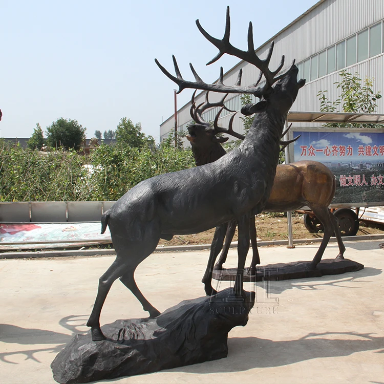 Popular Design Metal Craft Animal Life Size Brass Deer Statues