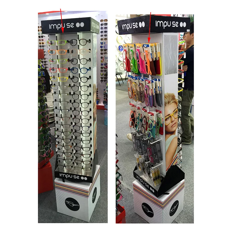 Sunglasses Display Stand Cardboard Designer Metal Customized Logo Manufacturer Sun Glasses Floor Holder Rack Rotating For Store