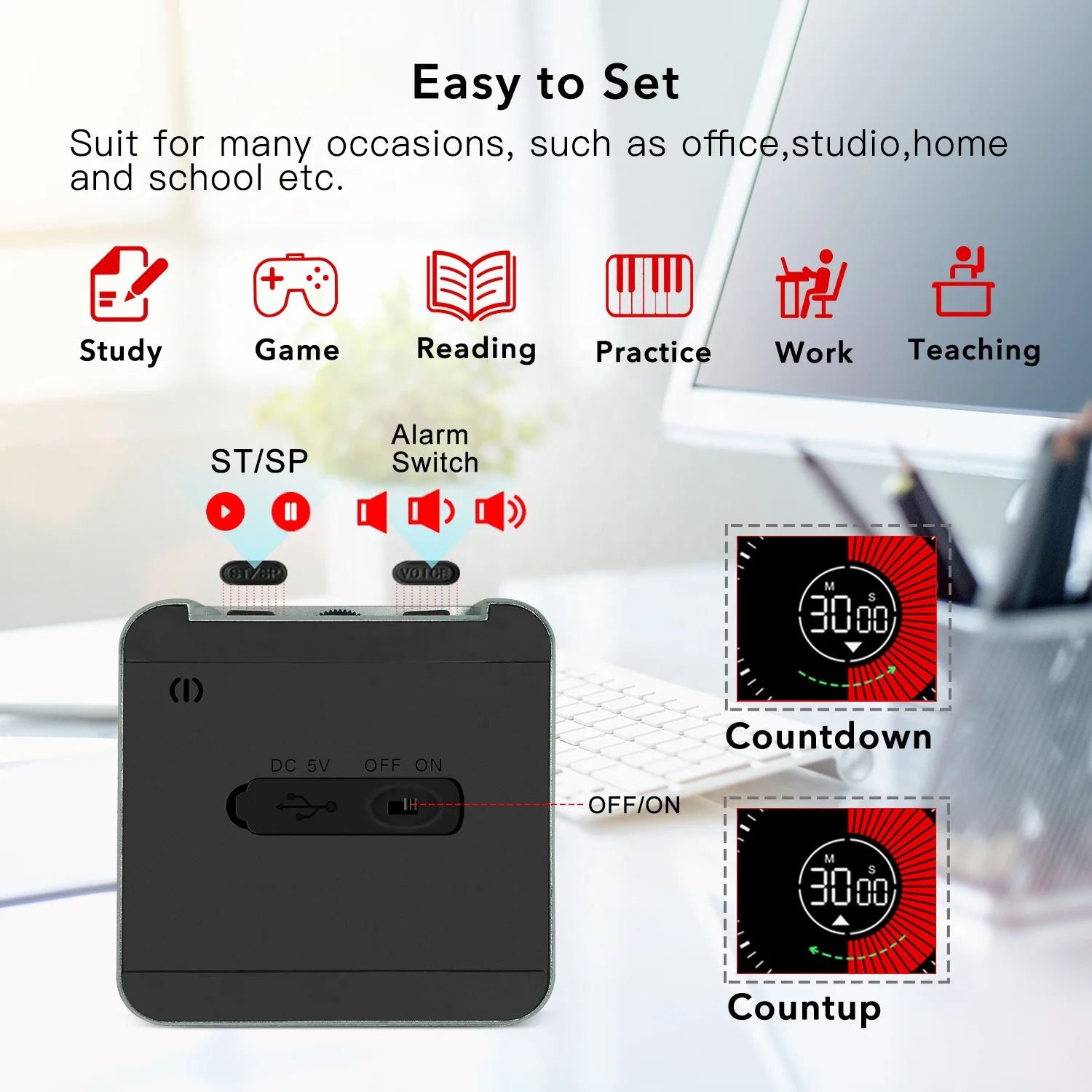 Новое поступление, перезаряжаемый цифровой визуальный таймер Yunbaoit, быстрая доставка, таймер для офиса, класса, оптовая продажа, таймер для домашнего задания