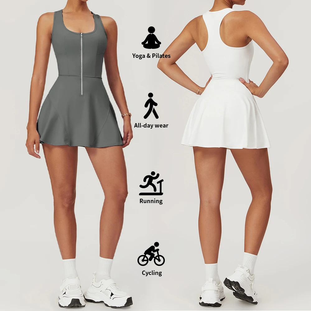 MIQI New Outdoor Sportswear women golf clothing Custom Logo Workout Dress Built-in Bra Breathable Tennis Yoga Wear Dress
