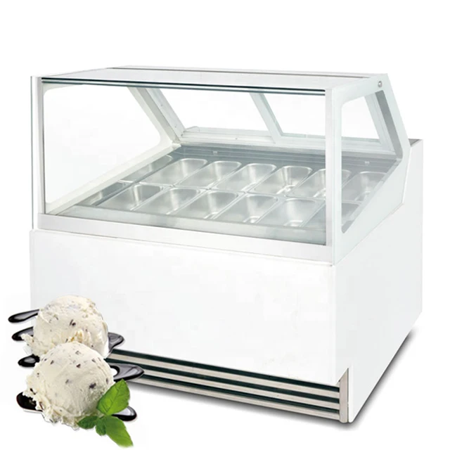 6,10,12,14 Pans Ice Cream Display Refrigerator.Italian Ice Cream Display Freezer