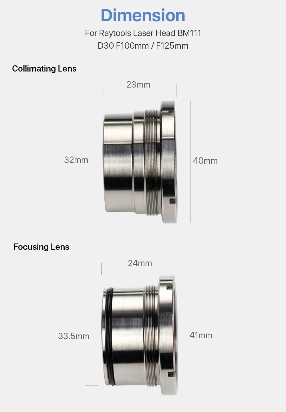 ZP  BM111 Fiber Laser D30 Collimating  Focusing Lens for 4KW Light Cutter Laser Cutting Head