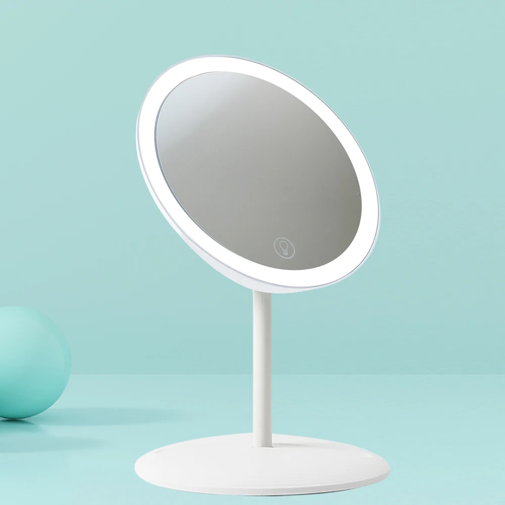 Table Lighted Makeup Round Shell Circle Ring Light LED Smart Mirror with Touch Sensor