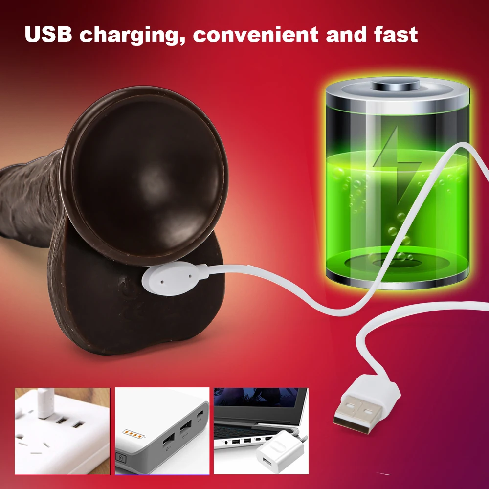 Silicone Electric DildoTelescopic Swing Rotating Heating Wireless Remote Control Female Vibrating Penis