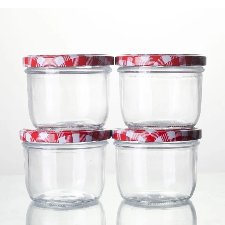 Empty 8oz Short Cylinder Jam Glass Caviar Jar with Lug Lid