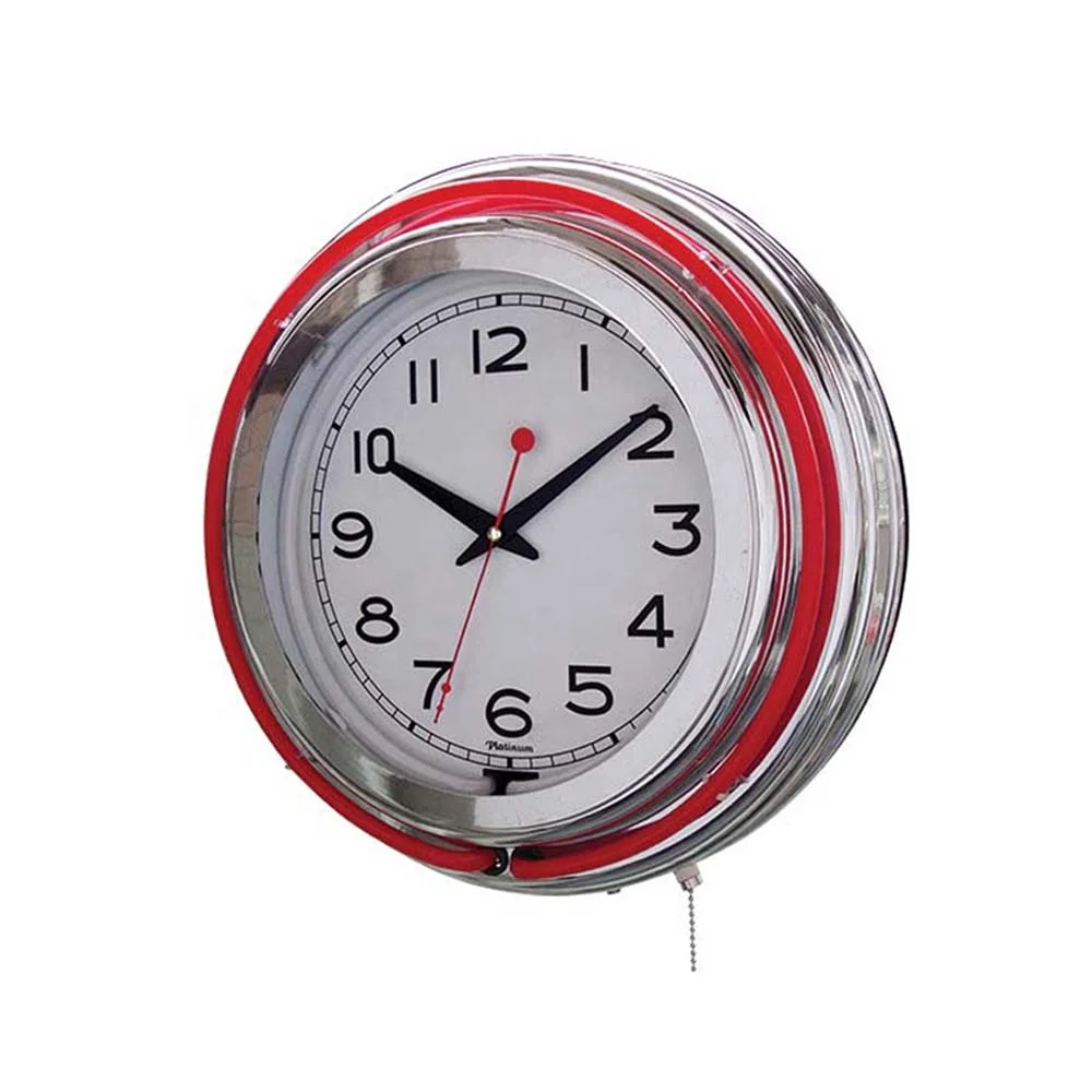 19inch plastic neon clock double neon light luminous wall clock