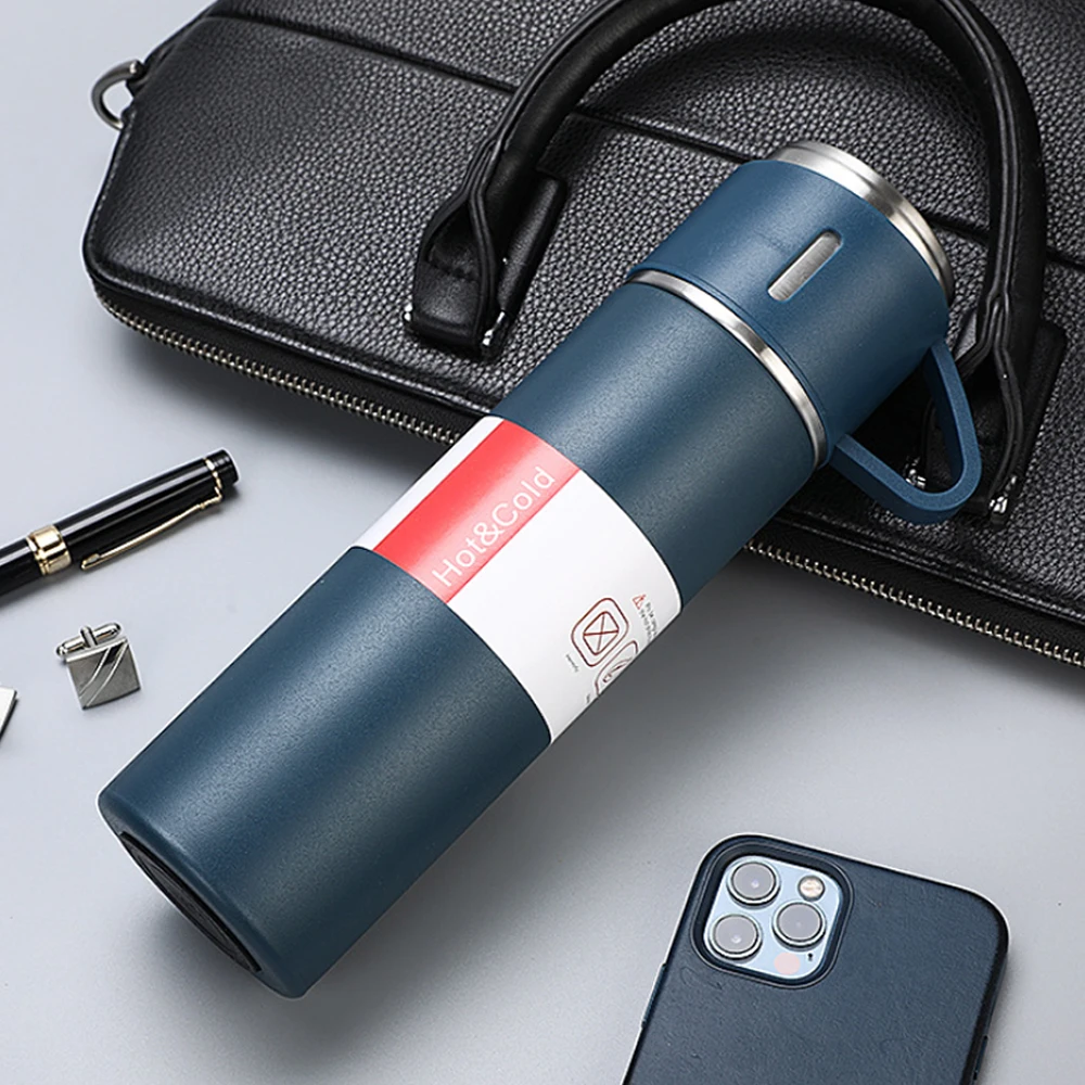 2022 Eco friendly 500ml stainless steel vacuum thermos insulated water bottle with 3 lids