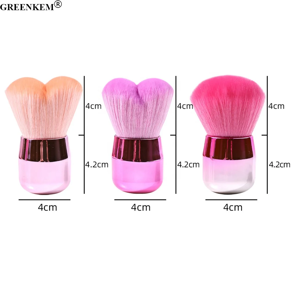 Private Label Nail Cleaning Brush Makeup Brush Metal Handle Soft Cosmetic Heart Shaped Nail Art Powder Dust Removal Brush