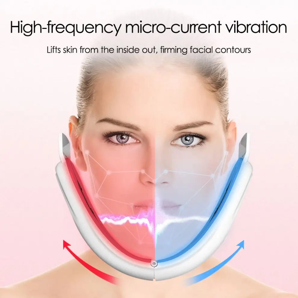 EMS Microcurrent Vibration Double Chin Slimming Massager V-Line Face Lifting Device