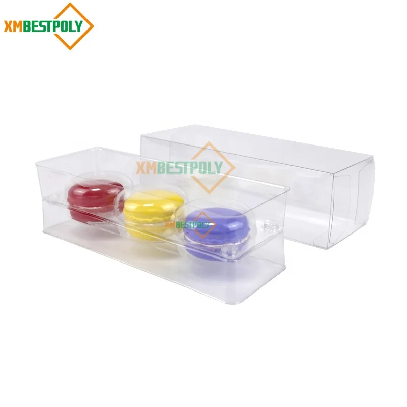 Wholesale 3 Packs Macaron Cookie Clear PET Plastic Packaging Box With Blister Insert