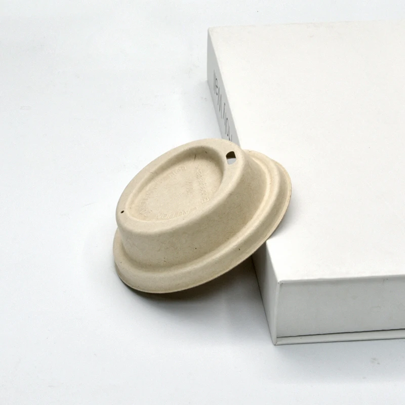 ECO friendly biodegradable Disposable Composable Lid For Pulp Paper Lid 80 90mm Bagasse Coffee Cup Pulp Lids Cover manufacturer