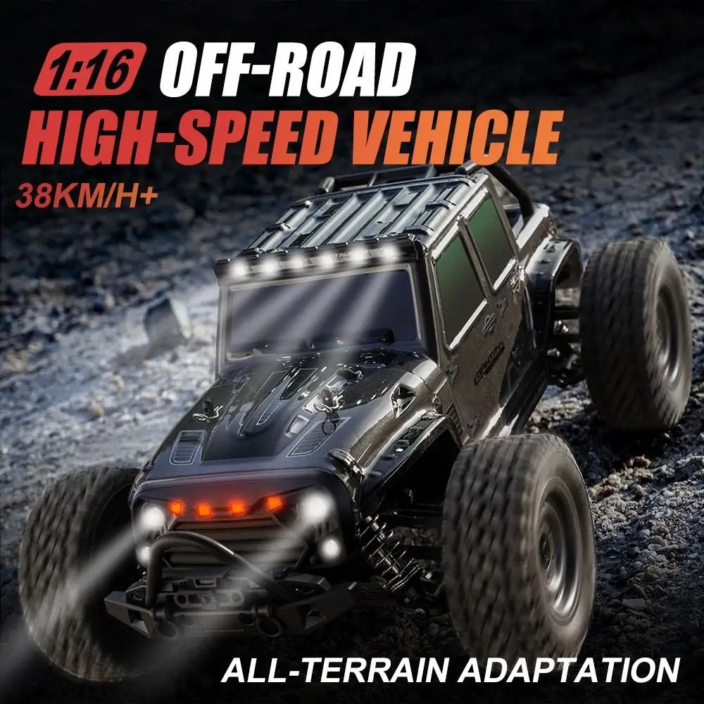 2.4GHz 1/16 Scale Four-wheel Drive Remote Control Car Battery Power High LED Lights 4wd High Speed RC Car