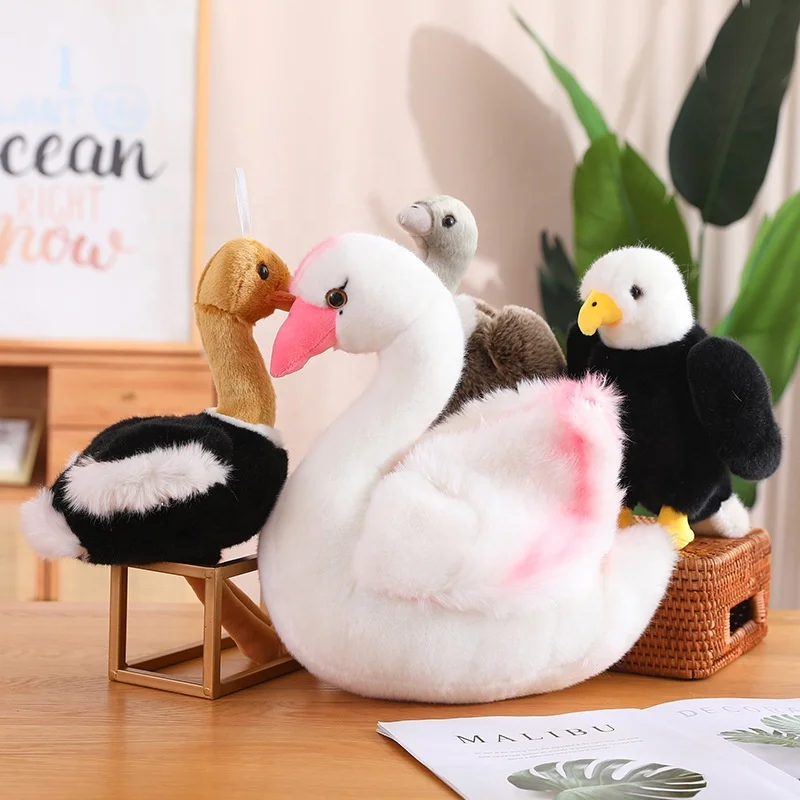 Lifelike Soft Ostrich Flamingo Swan Pelican Vulture Eagle Wild Zoo Animal Stuffed Toys