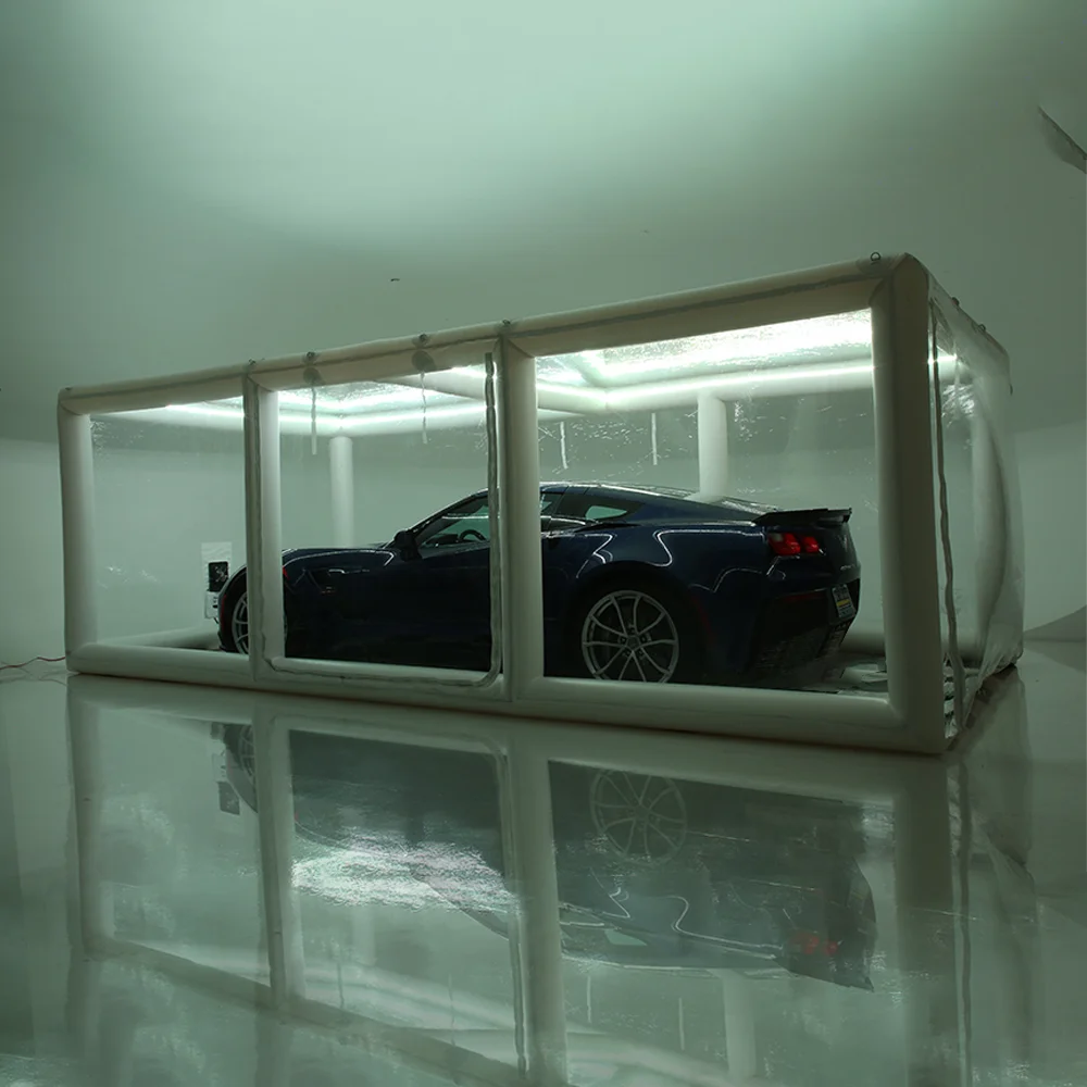 Blow Up Clear Pvc Waterproof Inflatable Car Cover Air Tight Portable car wash inflatable car Showcase Capsule Shelter Garage
