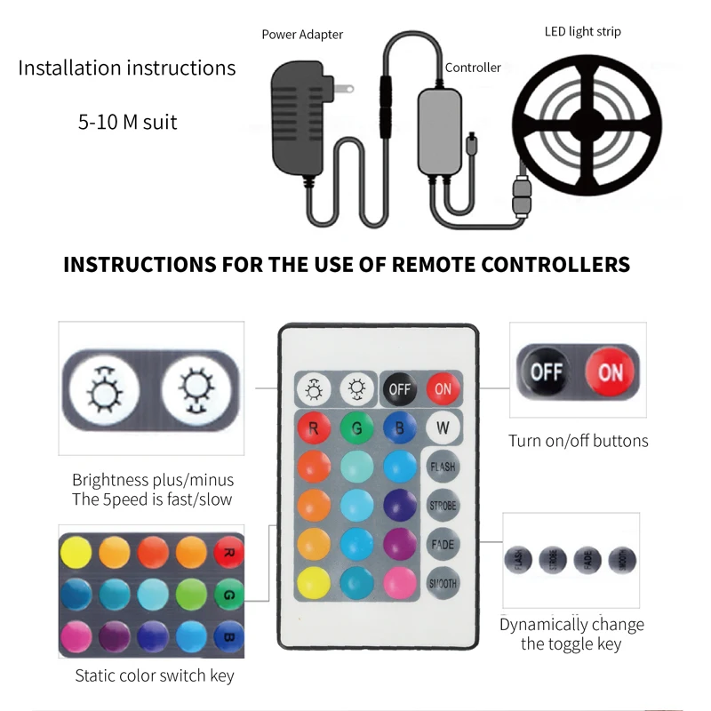 Wholesale Smart Rgb Controller Strip Led Light Smart Remote Flexible Strip 32.8ft Smart Led Strip Lights