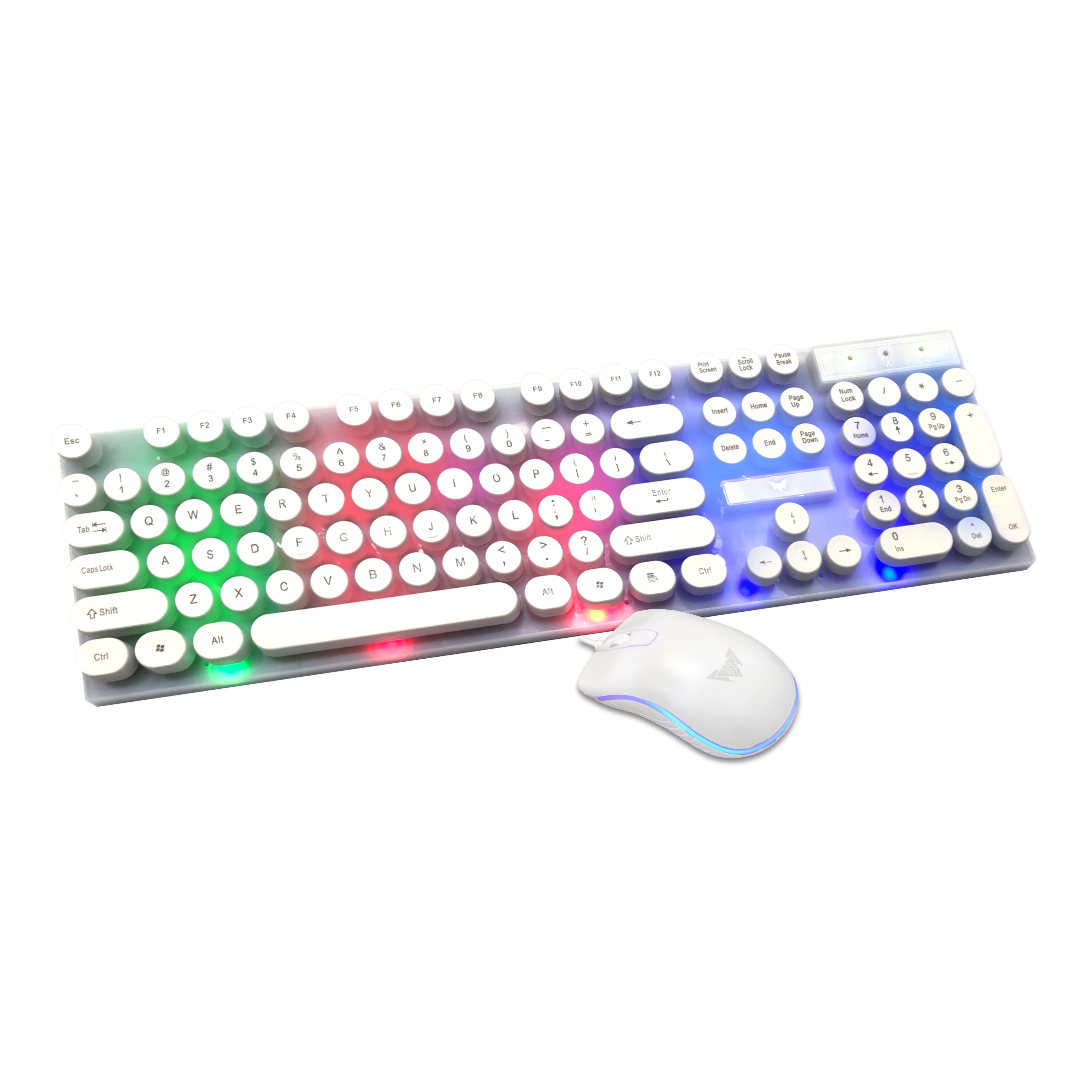 Mechanical keyboard mouse gaming combo with led light round shape button gamer keyboard with mouse