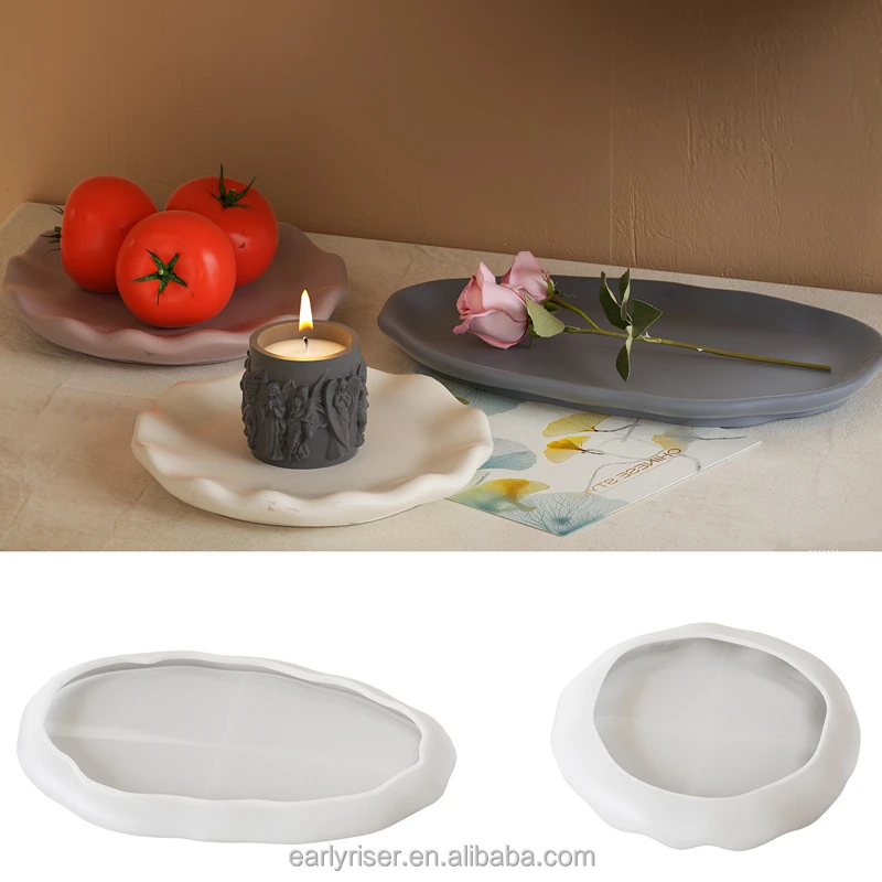 Early Riser DIY Resin Dropping Glue Irregular Cloud Plate Gypsum Tray Tea Cup Base Jewelry Silicone Mould