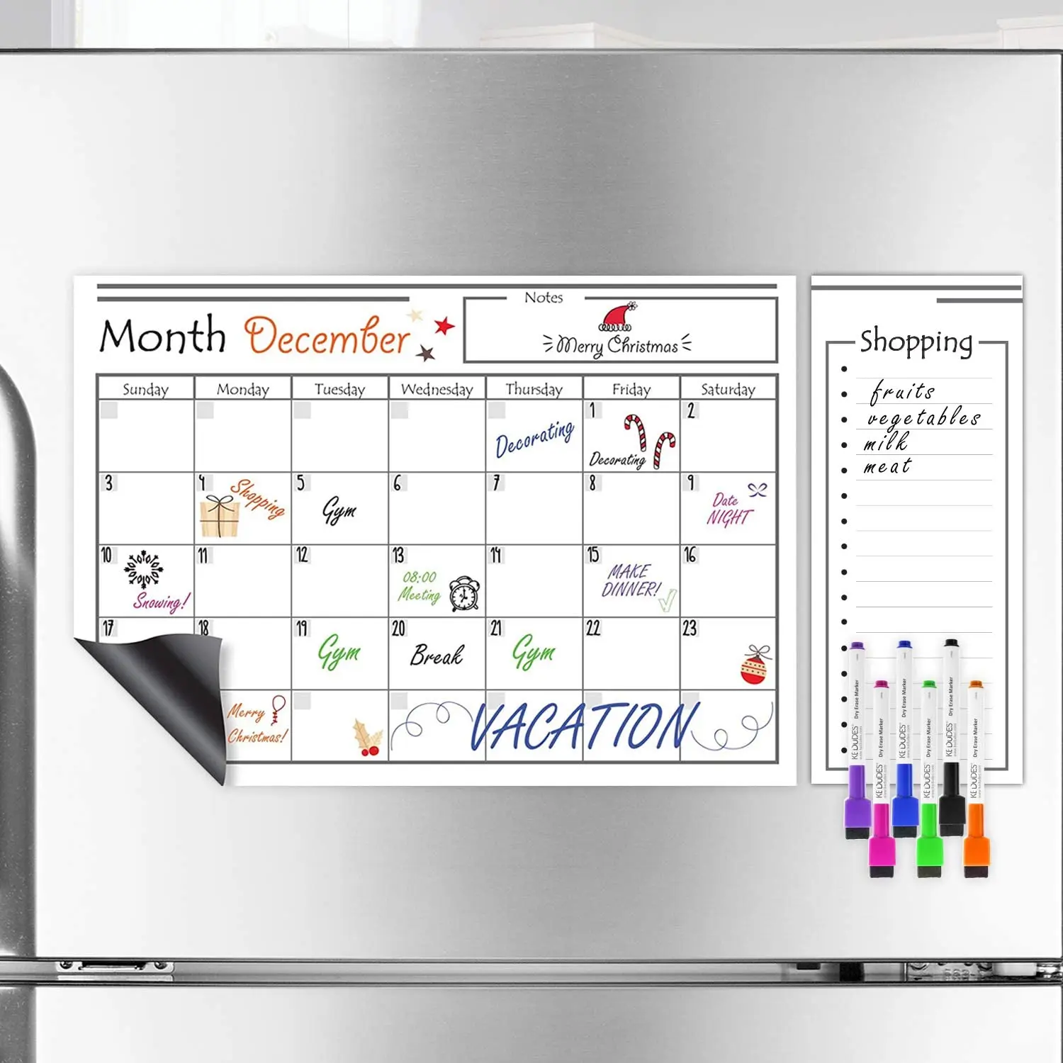 2023 Magnetic Fridge Planner Dry Erase Whiteboard Monthly Calendar Magnet for Kitchen Fridge