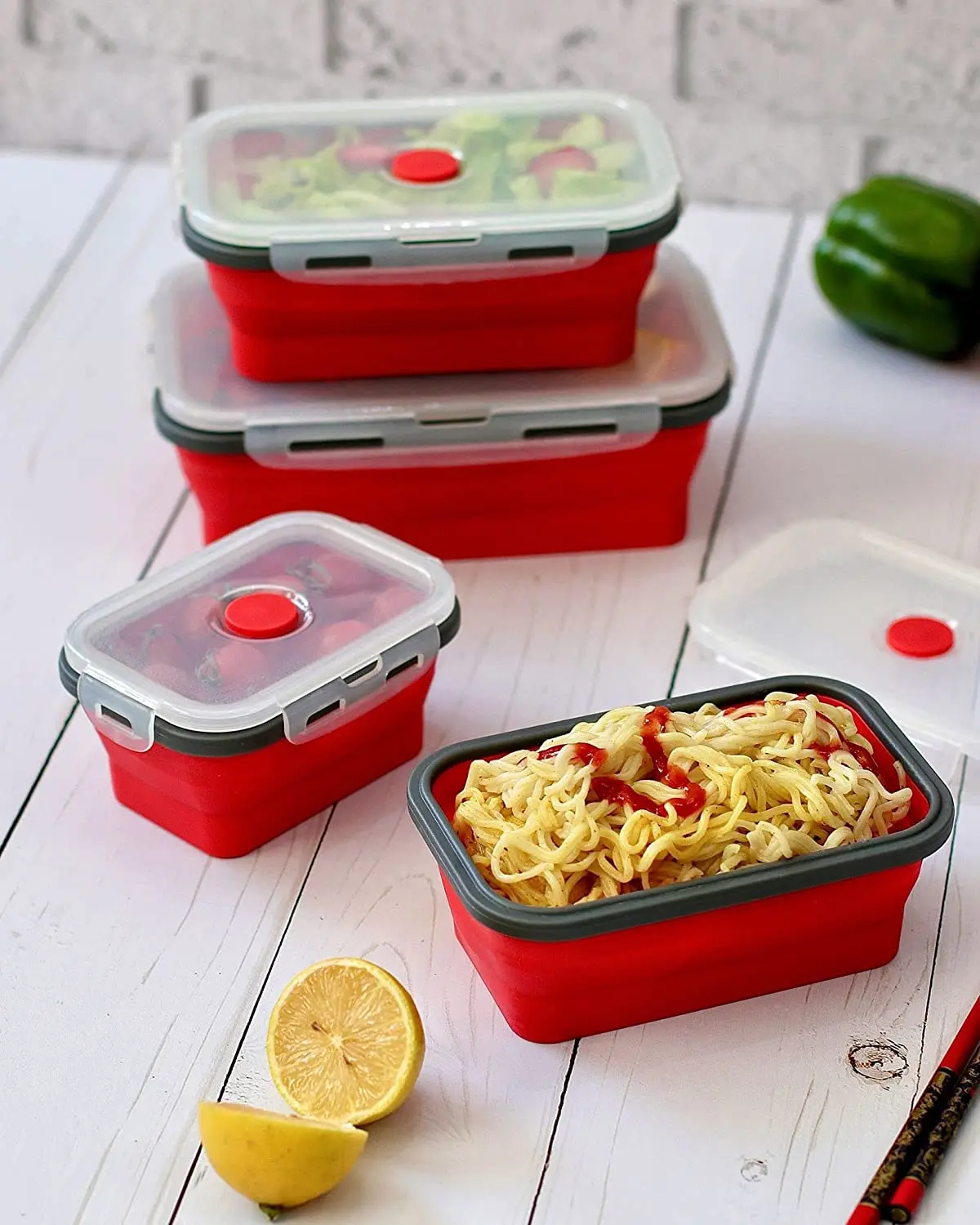 Складной Герметичный силиконовый Ланч-бокс Bento контейнер для хранения пищи