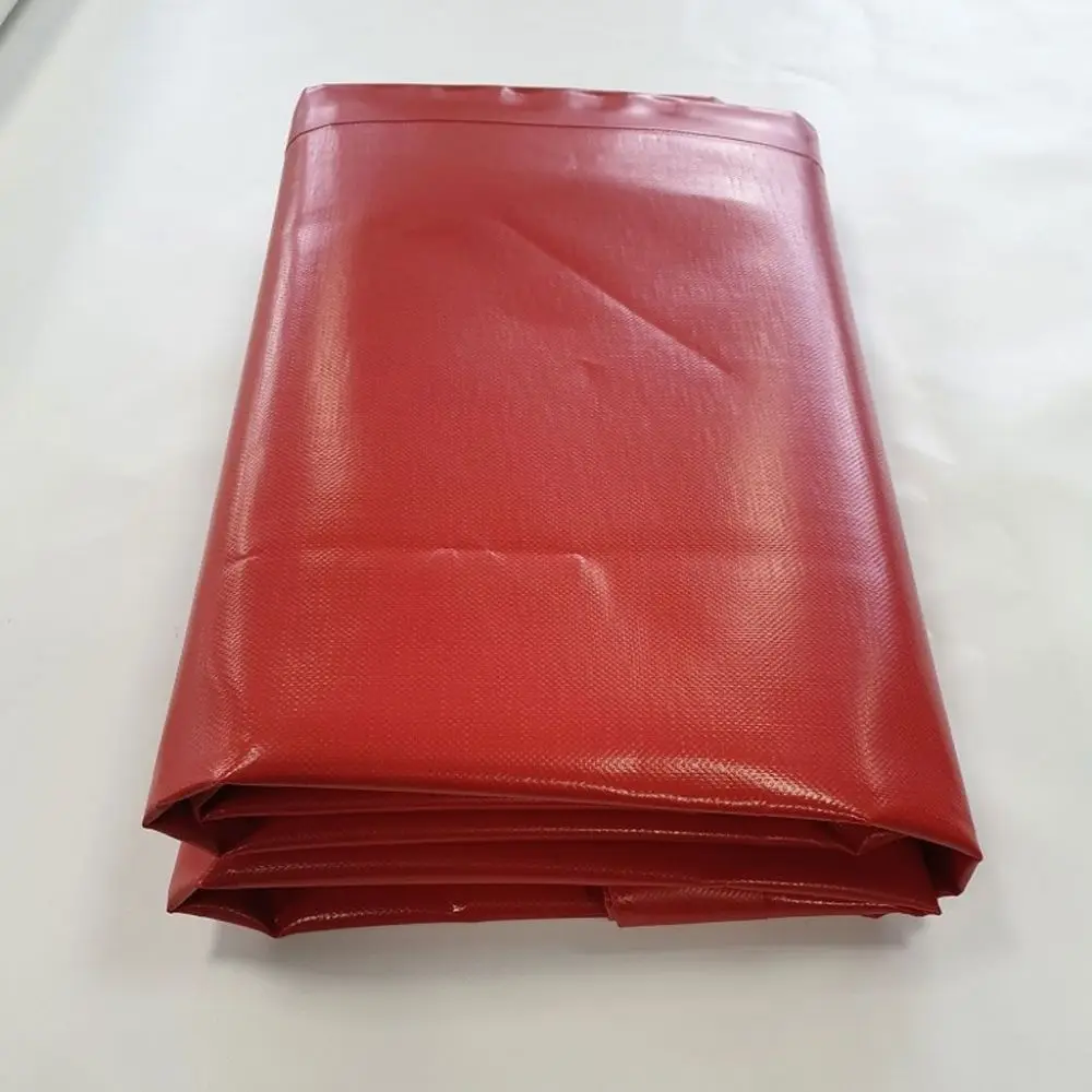 Red 18oz Waterproof PVC Center Lumber Tarps Heavy Duty Flatbed Tarps for Superior Cargo Protection