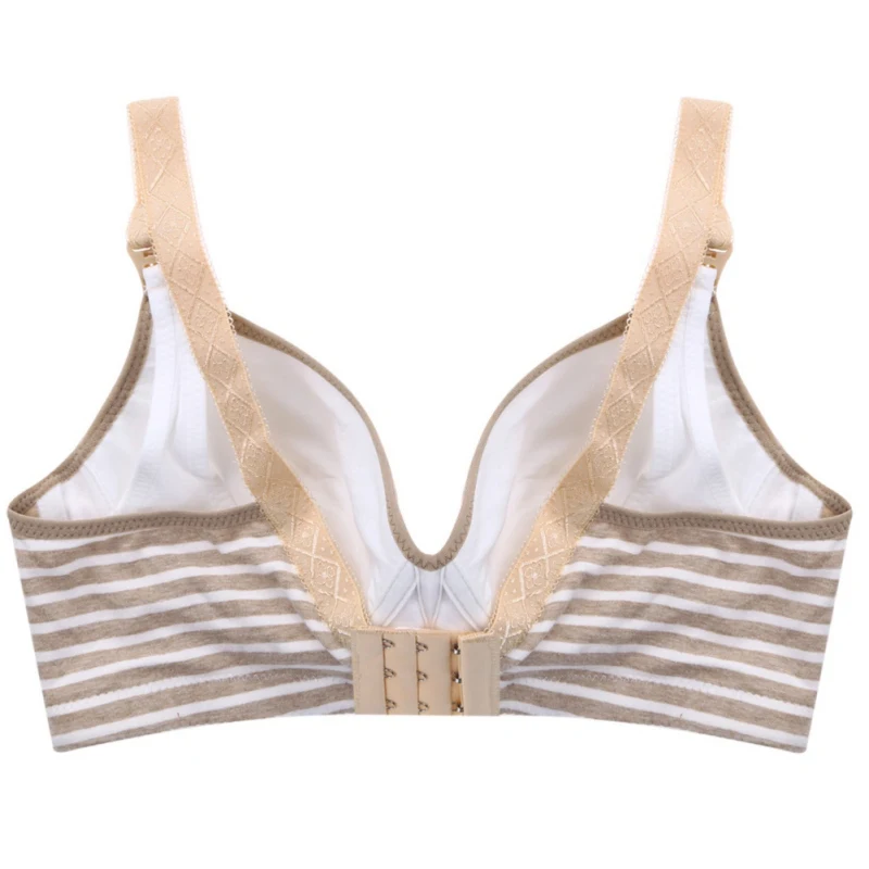 
Female cotton Bra absolute push up luxury bra big plug size underwear Bra Wire Free stripes Bralette for women 