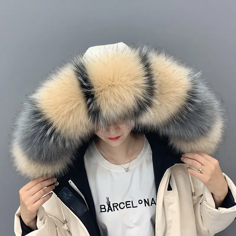 Faux raccoon coat collar winter jacket fur decorative scarves winter raccoon fur collar
