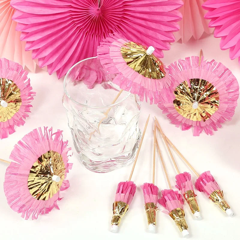 2020 Wholesale hawaii paper umbrella toothpicks for cake topper, party decoration