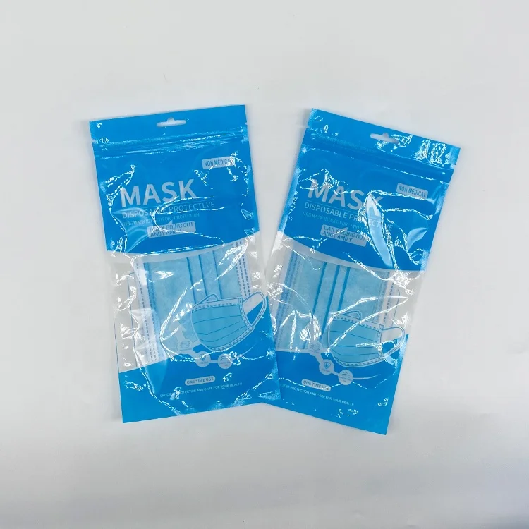 
In stock transparent Plastic Ziplock Pouch Face Mask Packaging Bag nice design 