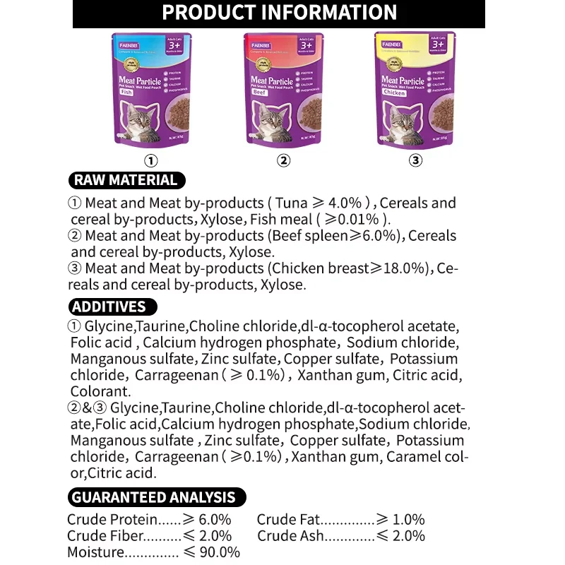 Factory Customized Wholesale Wet Cat Snack Various Flavors  Natural Cat Food Cat Treats