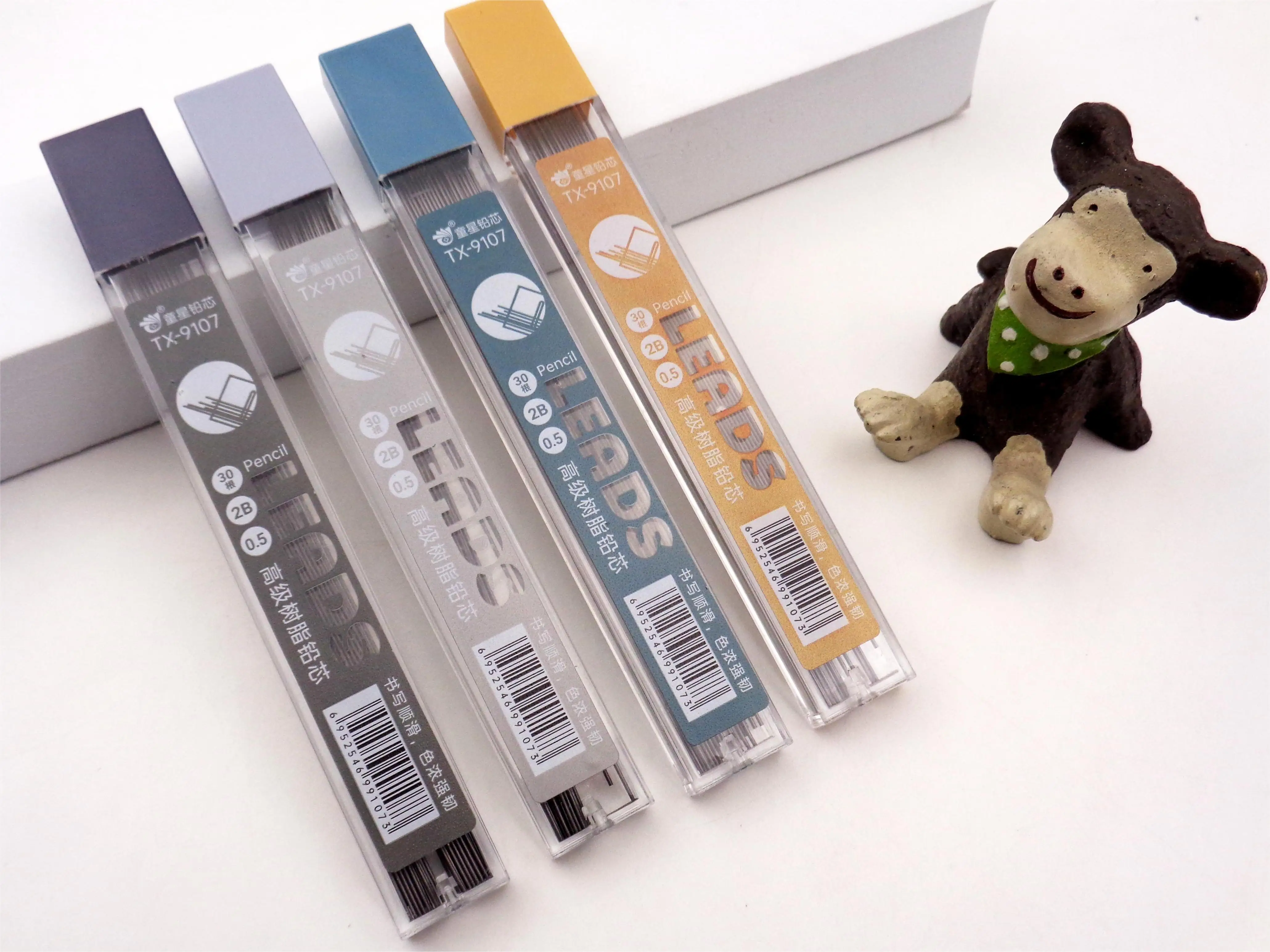 2B Black Standard Retractable Pencil with 0.5mm/0.7mm Resin Lead for Office & School Set with Black Refill