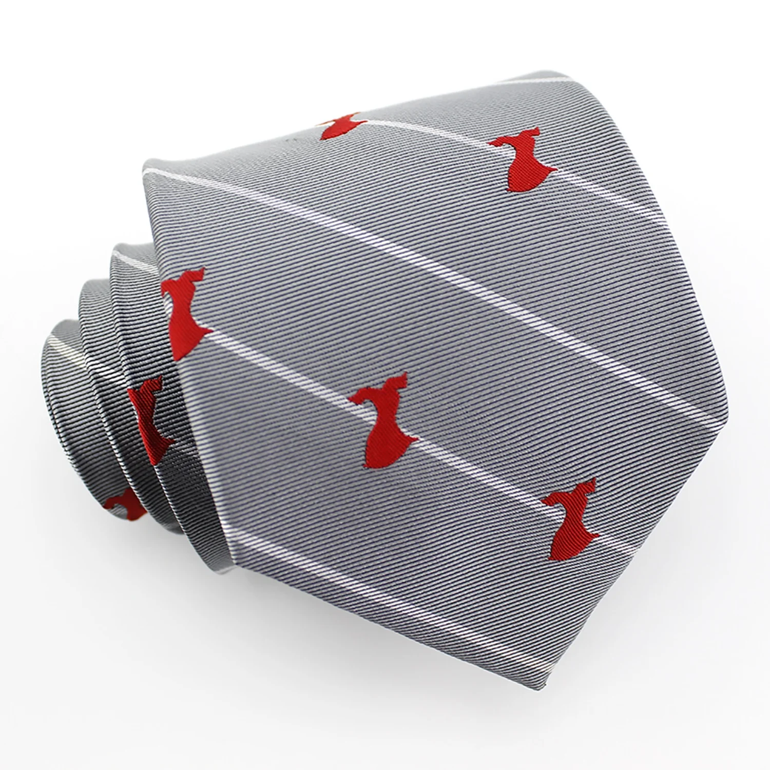 Большой 100% Шелковый тканый мужской галстук полосатый серый белый полосатый танцевальный Trippingly женский арбузно-красный платье великолепный галстук с индивидуальным логотипом