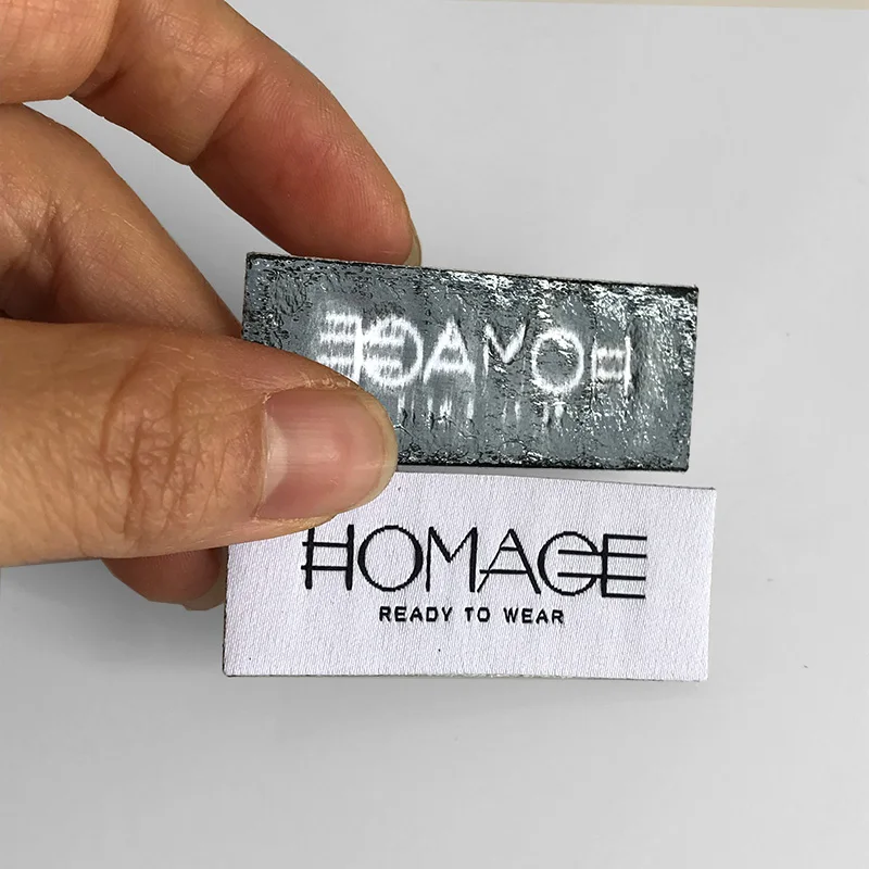 Custom Hot Melt Glue Adhesive Backing Heat Press Brand Fabric Woven Clothing Neck Iron On Labels