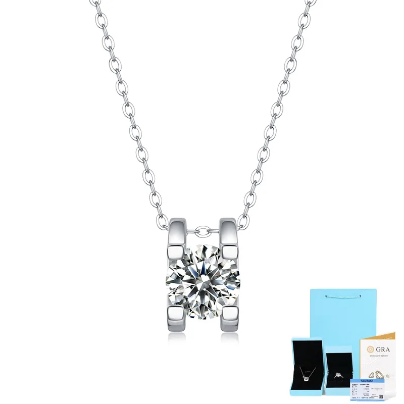 Hot Sale Vintage Jewelry 925 Sterling Silver Bright Moissanite Necklace For Women