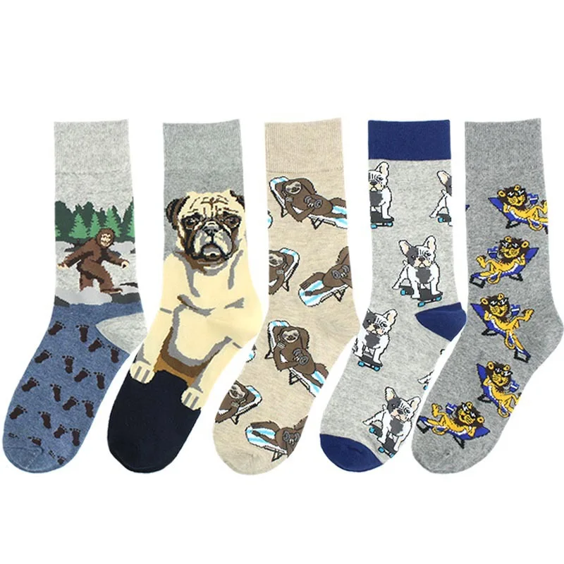 Wholesale professional Casual Funny patterned cartoon animal dog printed socks for women