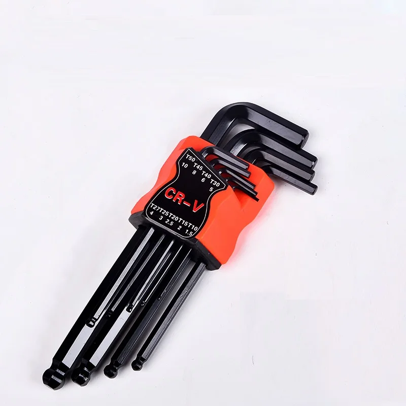 9pcs Black Oxide Chrome Vanadium Steel Ball End Hex Key Hex Wrench Set