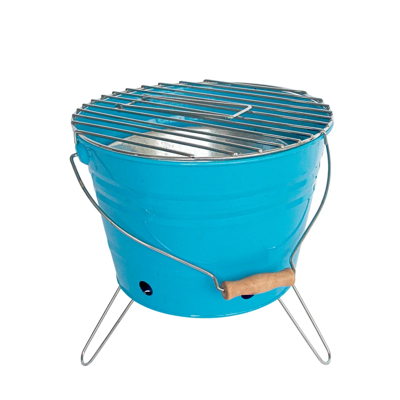  Portable Metal Outdoor Round Shape Pail Barbeque Bucket Bbq Charcoal