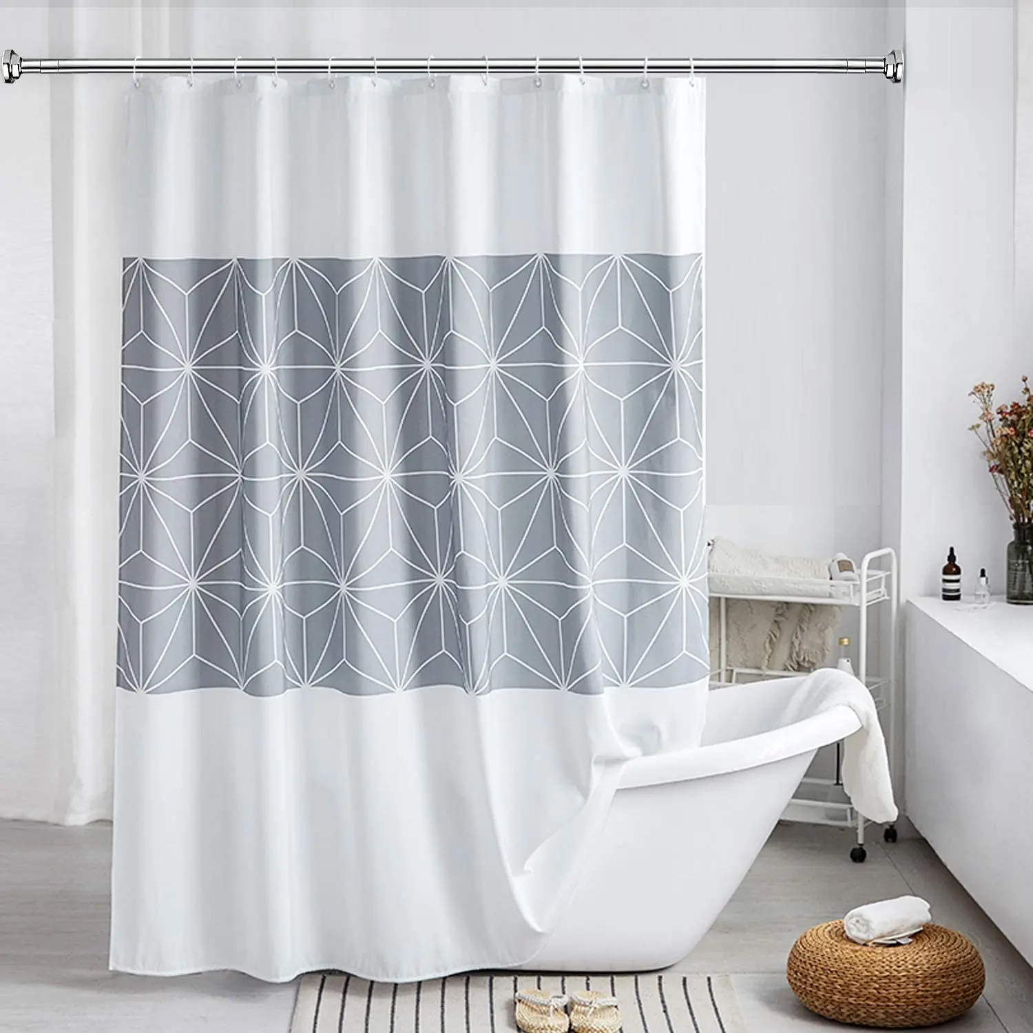 stainless steel innerspring adjustable shower curtain rod