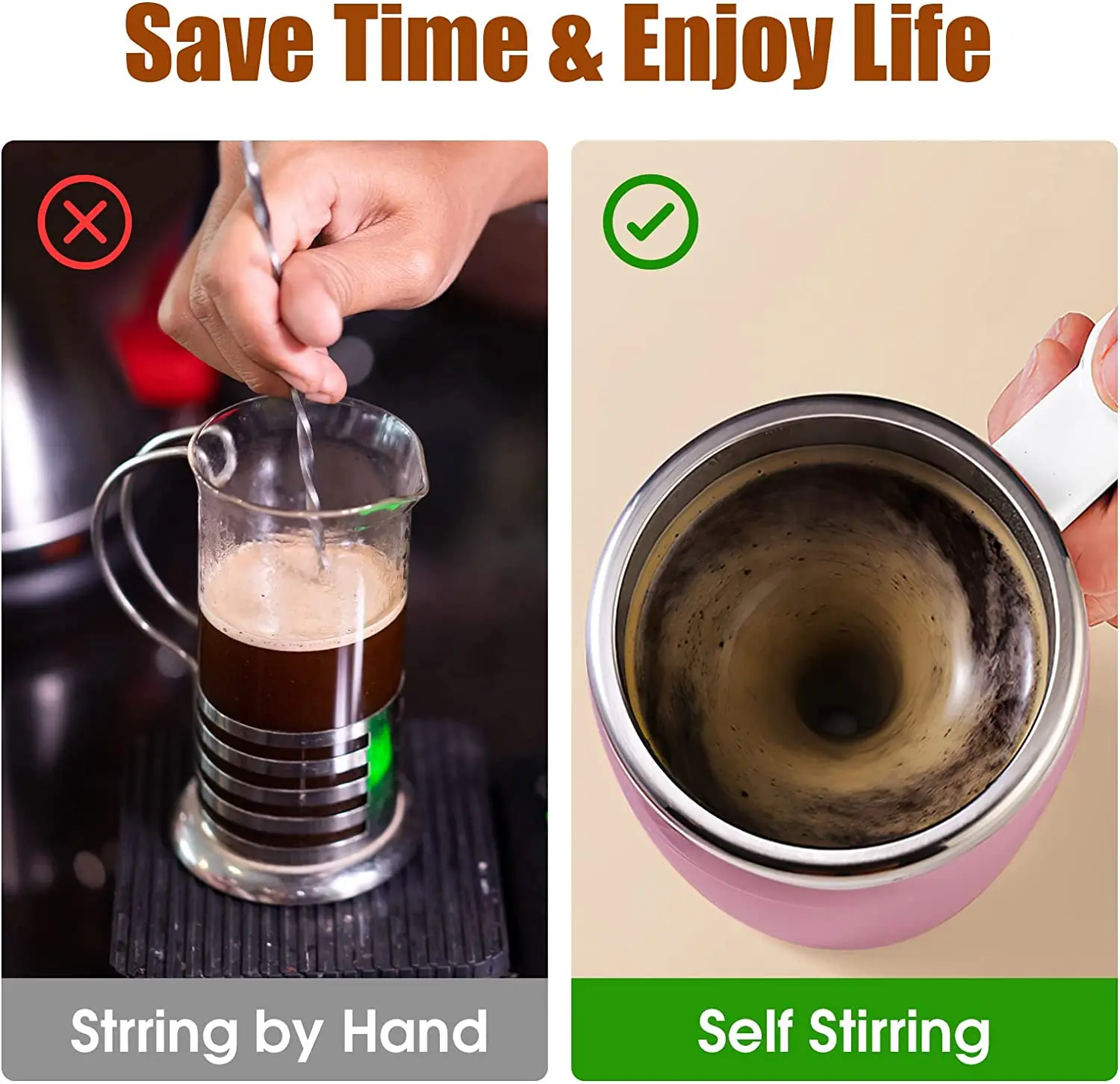 2024 New Arrivals Self Stirring Mug Auto Mixing Coffee Cup Magnetic Stirring Coffee Cup
