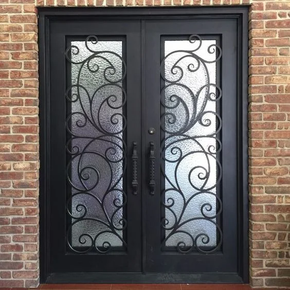 modern house main wrought gates manufacturers decorative security frame water glass exterior french design double iron doors