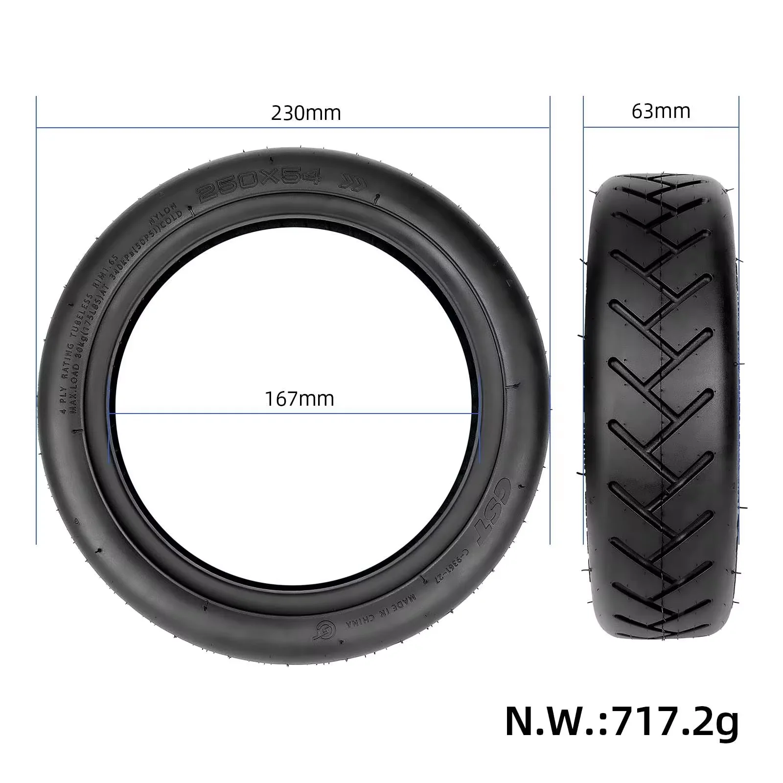 2025 NEW NT Superbsail 250*54 Self-repairing Tubeless Tire with Glue 10 Inch Vacuum Tires Fit for Xiaomi Mi4 Ultra