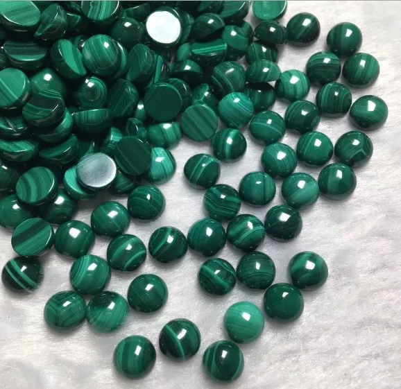 20mm Round Natural Malachite Gemstone Plain Back  Cabochon
