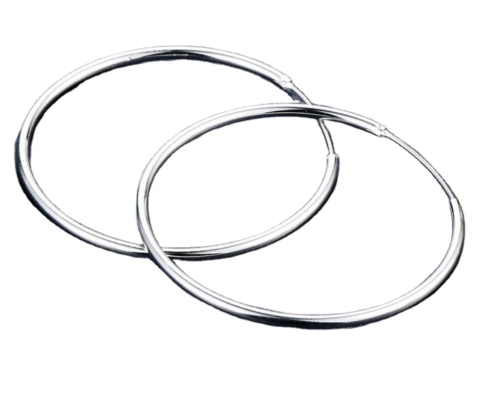Women 100% 925 Sterling Silver Hoop Earring Round Circle Loop Gifts Box Packing Simple Earrings