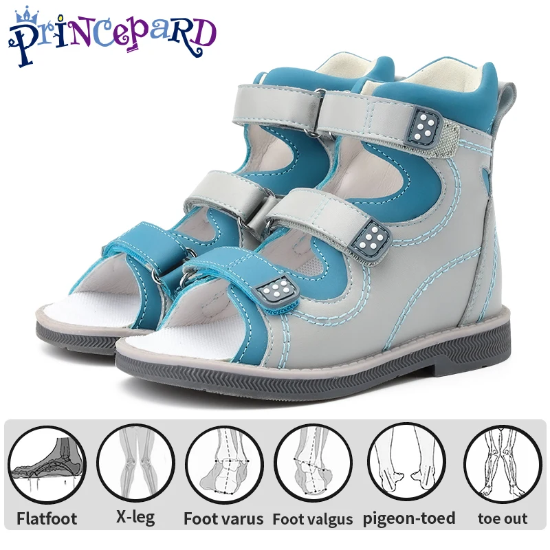 Princepard Orthopedic Summer Sandals for Kids with Ankle and Arch Support to Correct Kid Flat Feet and Tiptoe Walking