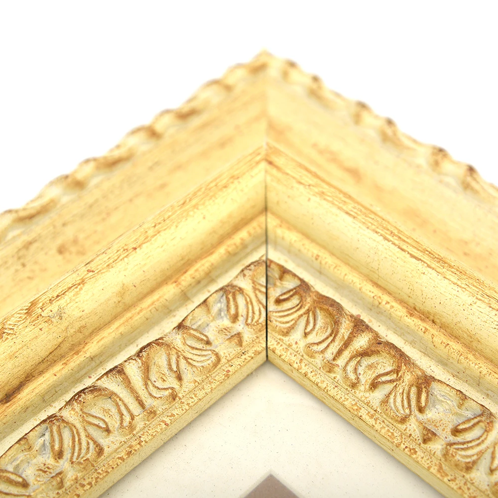 Classical Decor Artwork Solid Wood Frame Ornate Log Color and Gold Color Solid Wood Frame