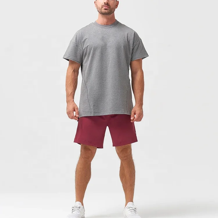 Wholesale Oversized Contrast Bodybuilding T Shirt With Heavyweight Cotton Plain Fashion Mens Designer T-Shirt