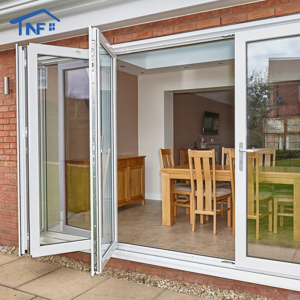 Folding doors soundproof thermally efficient aluminum double glazed folding sliding doors aluminium door