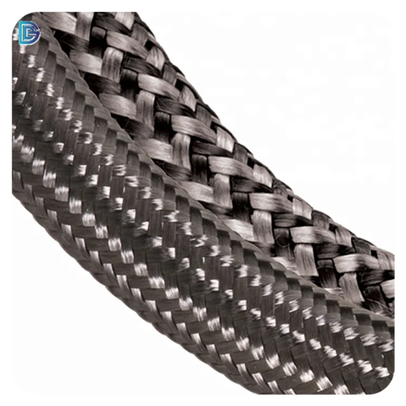 Black 3K 12K Customized Width Best Sale High Quality Carbon Fiber Braided Sleeve For Heat Resistant